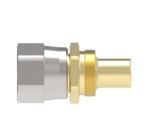 63-473A-20 Aeroquip by Danfoss | Reusable PTFE Hose Fitting | Nipple Assembly | -20 Female 37° JIC Flare Swivel x -20 Reusable Hose End | Brass & Steel