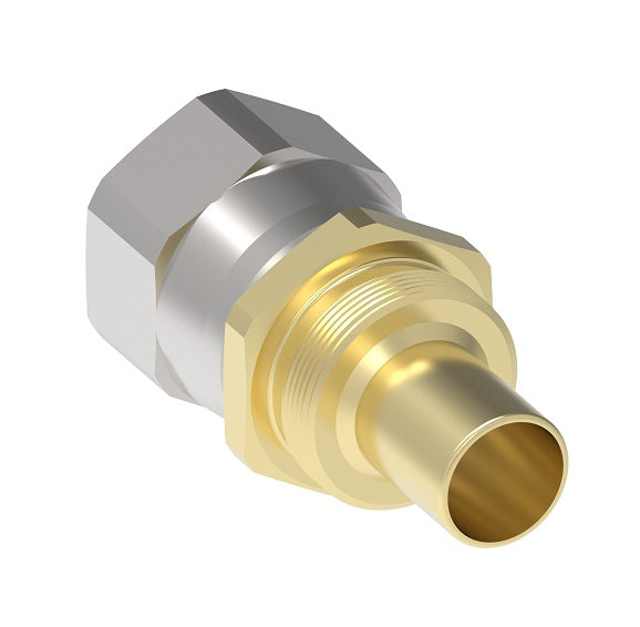 63-473A-20 Aeroquip by Danfoss | Reusable PTFE Hose Fitting | Nipple Assembly | -20 Female 37° JIC Flare Swivel x -20 Reusable Hose End | Brass & Steel