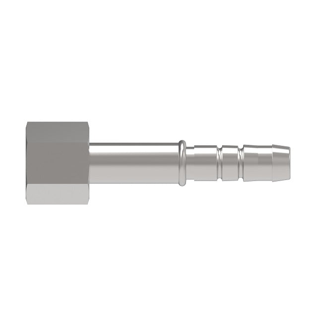 FJ4960-0404S Aeroquip by Danfoss | A/C Refrigeration Crimp Hose Fitting | -04 Female SAE 45° Swivel x -04 Hose Barb | Carbon Steel