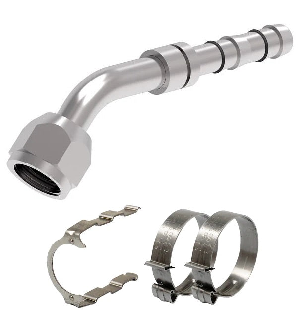 FF14184 Aeroquip by Danfoss | EZ Clip System Fitting Kit | Includes FJ3055-03-0808S Female O-Ring Short Pilot 45° Elbow Fitting with FF14172 Clip & Cage Kit