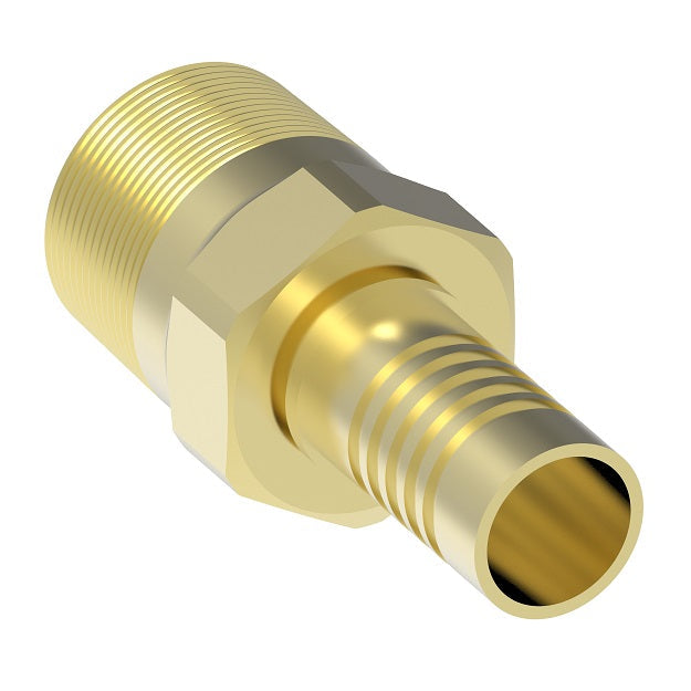 FC3680-1616B Aeroquip by Danfoss | Male Pipe PTFE Crimp Fitting | FC Series | Nipple Assembly | -16 Male NPTF x -16 Hose Barb | Brass