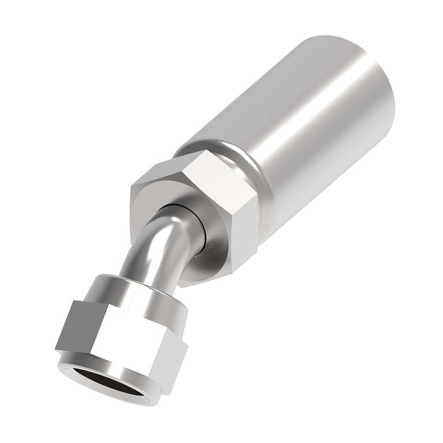 FC5813-0606S Aeroquip by Danfoss | Thermoplastic Hose Crimp Fitting | 45° Elbow | -06 Female 37° JIC Swivel x -06 Hose Barb | Carbon Steel
