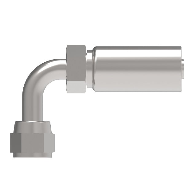 FC5937-0806S Aeroquip by Danfoss | Thermoplastic Hose Crimp Fitting | 90° Elbow | -08 Female 37° JIC Swivel x -06 Hose Barb | Carbon Steel