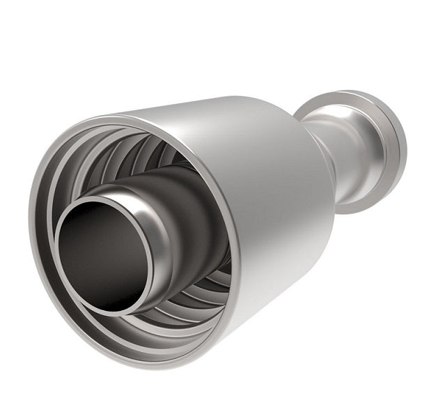 FC9153-4040S Aeroquip by Danfoss | Spiral Single Skive Crimp Fitting | FC Series | Complete Fitting | -40 Code 61 Split Flange x -40 Hose Barb | Carbon Steel