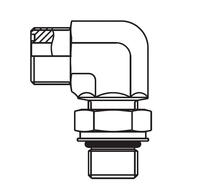 FF2744T0818S Aeroquip by Danfoss | ORS/Male ISO 6149 Boss (S-Series) 90° Elbow Adapter | -08 Male O-Ring Face Seal x -18 Male ISO 6149 Boss | Steel