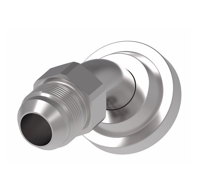 FF5238-2020S Aeroquip by Danfoss | Code 61 Split Flange/37° JIC Flare Long 45° Elbow Adapter | Standard Pressure Series | -20 Code 61 Split Flange x -20 Male 37° JIC Flare | Steel