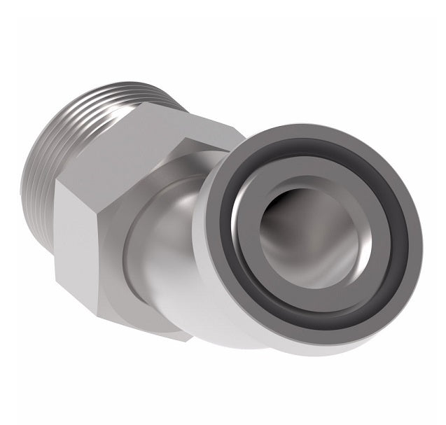 FF6002T1616S Aeroquip by Danfoss | ORS/Code 62 Split Flange 45° Elbow Adapter | -16 Male SAE O-Ring Face Seal x -16 Code 62 Split Flange | Steel