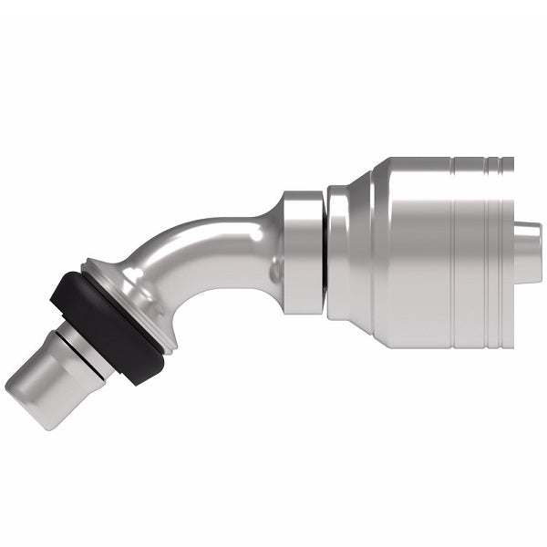 1A10MCA10 Aeroquip by Danfoss | Male STC (Snap to Connect) Hose End (MCA) 45° Elbow | TTC Crimp Fitting | -10 Male STC x -10 Hose Barb | Steel