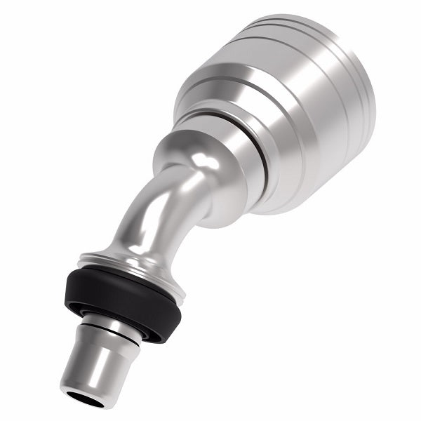 1A12MCA12 Aeroquip by Danfoss | Male STC (Snap to Connect) Hose End (MCA) 45° Elbow | TTC Crimp Fitting | -12 Male STC x -12 Hose Barb | Steel