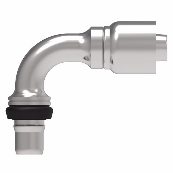 1G6MCB6 Aeroquip by Danfoss | Male STC (Snap to Connect) Hose End (MCB) 90° Elbow | OTC Crimp Fitting | -06 Male STC x -06 Hose Barb | Steel