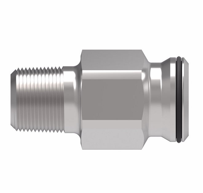 FF3089-0406S Aeroquip by Danfoss | Male NPTF to Female STC (Snap to Connect) Adapter (FF) | -04 Male NPTF x -06 Female STC | Steel