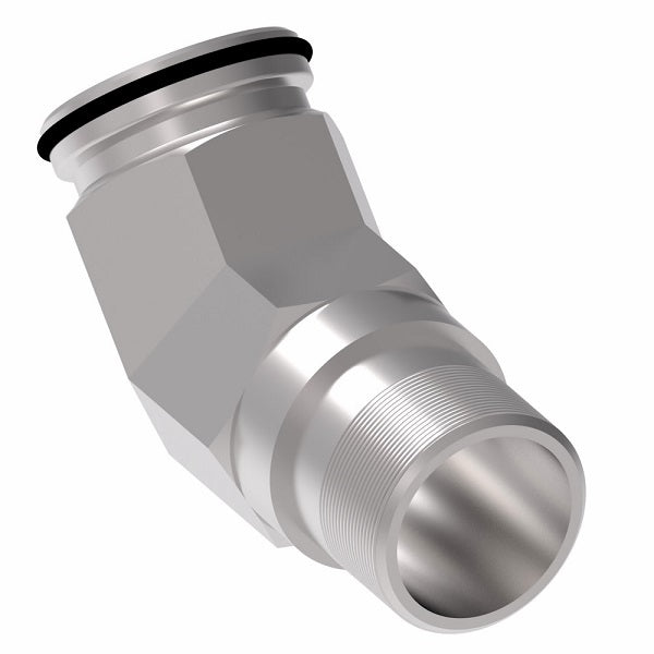 FF3093-0808S Aeroquip by Danfoss | Male NPTF to Female STC (Snap to Connect) Adapter (FF) 45° Elbow | -08 Male NPTF x -08 Female STC | Steel