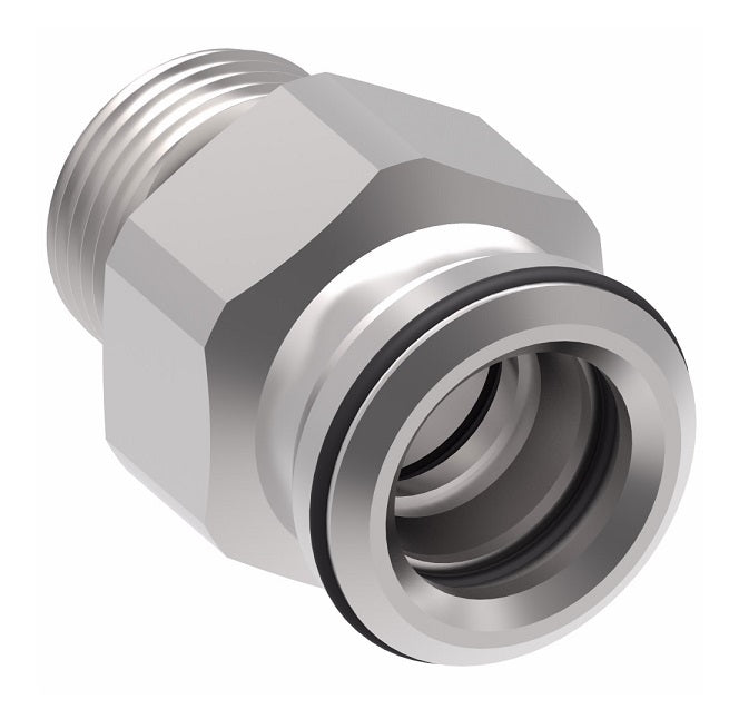 FF3218-0406S Aeroquip by Danfoss | Male BSPP to Female STC (Snap to Connect) Adapter (FF) | -04 Male BSPP x -06 Female STC | Steel
