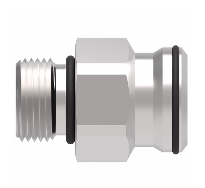 FF3218-0406S Aeroquip by Danfoss | Male BSPP to Female STC (Snap to Connect) Adapter (FF) | -04 Male BSPP x -06 Female STC | Steel