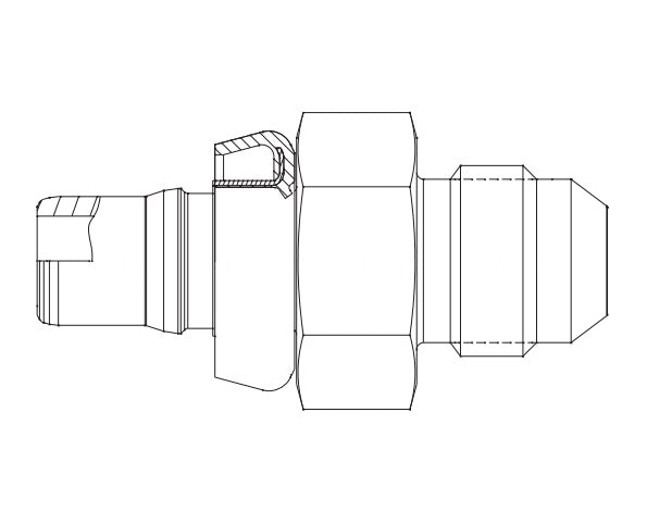 FF3227-1010S Aeroquip by Danfoss | Male JIC to Male STC (Snap to Connect) Repair Adapter (FF) | -10 Male JIC x -10 Male STC | Steel
