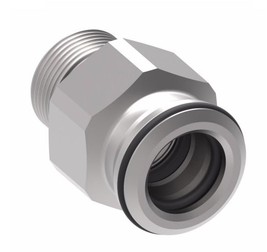FF3284-1808S Aeroquip by Danfoss | Male Metric O-Ring Boss DIN 3852 to Female STC (Snap to Connect) Adapter (FF) | M18 Male Metric O-Ring Boss x -08 Female STC | Steel