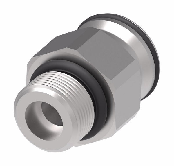 FF3284-1808S Aeroquip by Danfoss | Male Metric O-Ring Boss DIN 3852 to Female STC (Snap to Connect) Adapter (FF) | M18 Male Metric O-Ring Boss x -08 Female STC | Steel