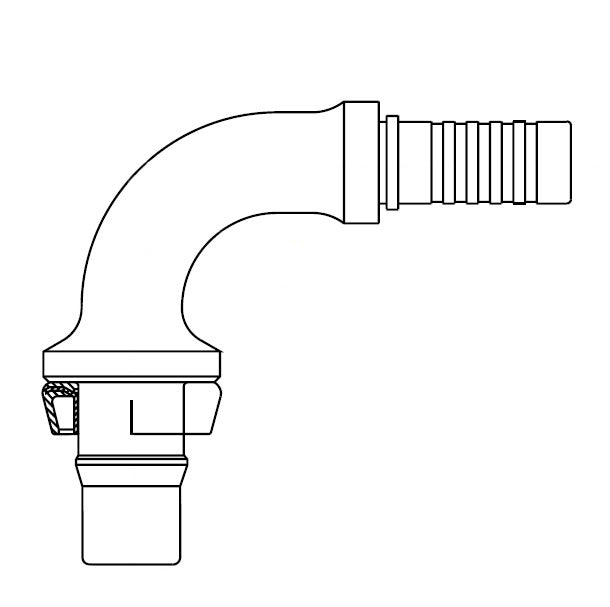 FJ2036-1212S Aeroquip by Danfoss | Nipple Assembly Male STC (Snap to Connect) Hose End (FJ) 90° Elbow | For PTFE Hose | -12 Male STC x -12 Hose Barb | Steel