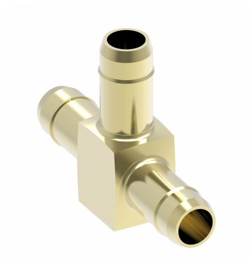 1064X6 by Danfoss | Mini-Barb Fitting | Union Tee | for 3/8" Tubing OD x 3/8" Tubing OD x 3/8" Tubing OD | Brass