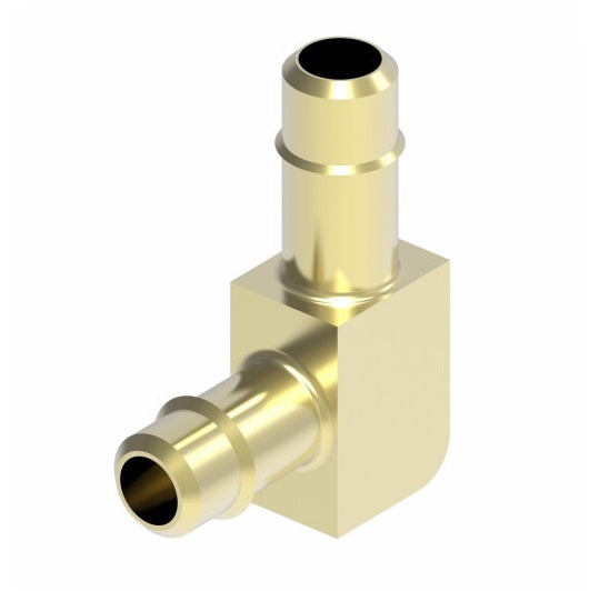 1065X4 by Danfoss | Mini-Barb Fitting | Union 90° Elbow | for 1/4" Tubing OD x 1/4" Tubing OD | Brass