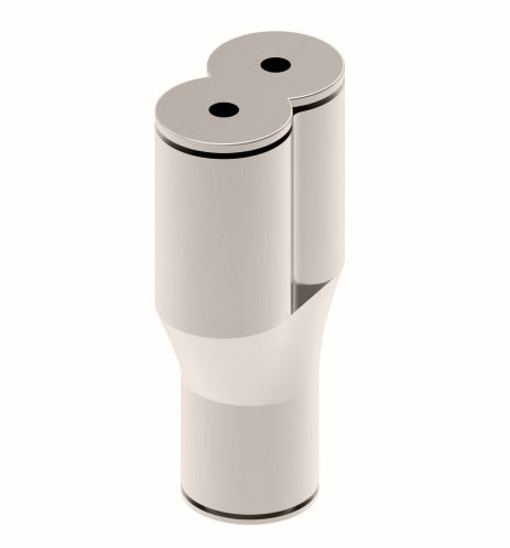 1107X4M by Danfoss | Metric Push to Connect Adapter | Union Y | 4mm Tube OD x 4mm Tube OD x 4mm Tube OD | Nickel Plated Brass
