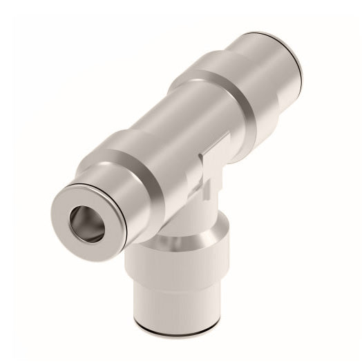 1164X4M by Danfoss | Metric Push to Connect Adapter | Union Tee | 4mm Tube OD x 4mm Tube OD x 4mm Tube OD | Nickel Plated Brass