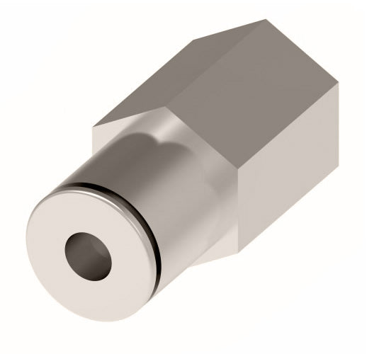 1166X4MX5MM by Danfoss | Metric Push to Connect Adapter | Female Connector | 4mm Tube OD x M5 Female Metric | Nickel Plated Brass