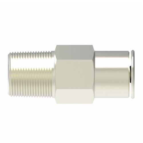 1168X8 by Danfoss | Push to Connect Adapter | Male Connector | 1/2" Tube OD x 3/8" Male Pipe | Nickel Plated Brass