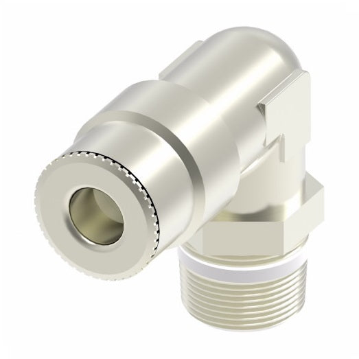 1169PX5X6S by Danfoss | Push to Connect Plus Adapter | Swivel Male 90° Elbow | 5/16" Tube OD x 3/8" Male Pipe | Nickel Plated Brass