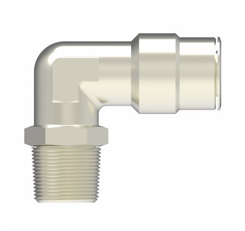 1169X2.5AS by Danfoss | Push to Connect Adapter | Swivel Male 90° Elbow | 5/32" Tube OD x 10-32 Male UNF | Nickel Plated Brass