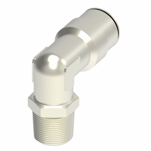 1169X8S by Danfoss | Push to Connect Adapter | Swivel Male 90° Elbow | 1/2" Tube OD x 3/8" Male NPTF | Nickel Plated Brass