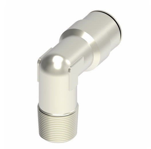 1169X4X4 by Danfoss | Push to Connect Adapter | Male 90° Elbow | 1/4" Tube OD x 1/4" Male NPTF | Nickel Plated Brass