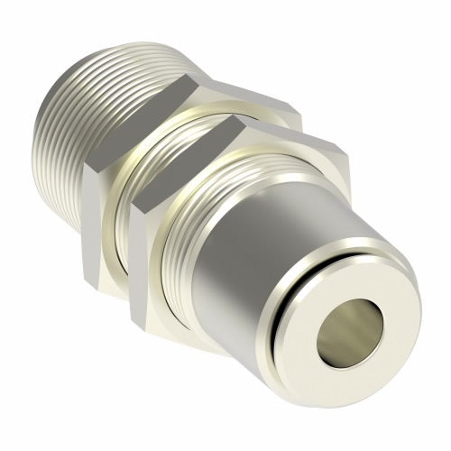 1174X4M by Danfoss | Metric Push to Connect Adapter | Bulkhead Union | 4mm Tube OD x 4mm Tube OD | Nickel Plated Brass