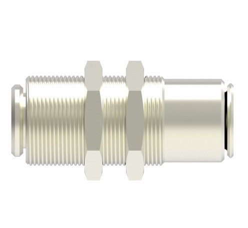 1174X5 by Danfoss | Push to Connect Adapter | Bulkhead Union | 5/16" Tube OD x 5/16" Tube OD | Nickel Plated Brass
