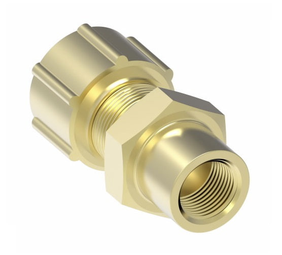 1266X4X4 by Danfoss | Polyline Flareless Adapter | Female Connector | 1/4" Tube OD x 1/4" Female NPTF | Brass
