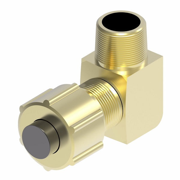 1269X6X6 by Danfoss | Polyline Flareless Adapter | Male 90° Elbow | 3/8" Tube OD x 3/8" Male NPTF | Brass