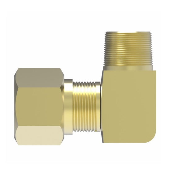 1469X8X8Z by Danfoss | Air Brake Adapter for Nylon Tubing | Male Connector 90° Elbow (with Sealant) | 1/2" Tube OD x 1/2" Male Pipe | Brass