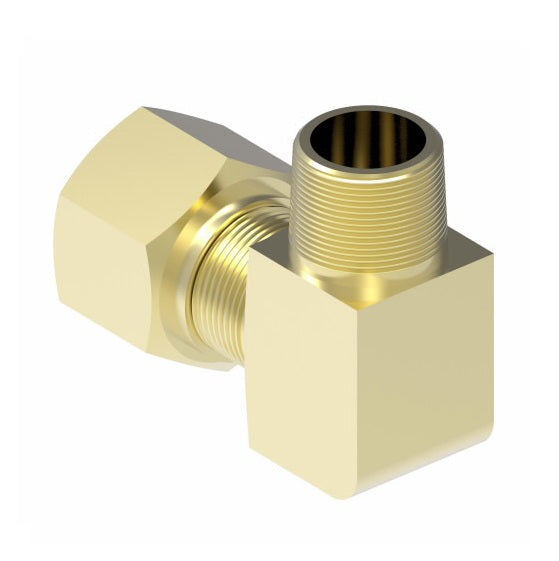 1469X10X12 by Danfoss | Air Brake Adapter for Nylon Tubing | Male Connector 90° Elbow | 5/8" Tube OD x 3/4" Male Pipe | Brass