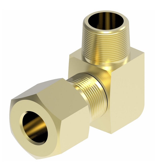 1469X6X2 by Danfoss | Air Brake Adapter for Nylon Tubing | Male Connector 90° Elbow | 3/8" Tube OD x 1/8" Male Pipe | Brass