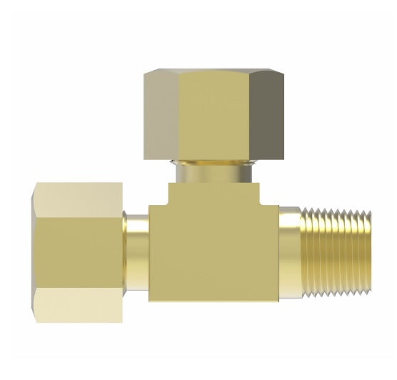 1471X4 by Danfoss | Air Brake Adapter for Nylon Tubing | Male Connector Run Tee | 1/4" Tube OD x 1/8" Male Pipe x 1/4" Tube OD | Brass