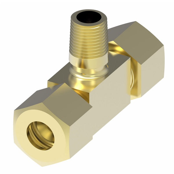 1472X6 by Danfoss | Air Brake Adapter for Nylon Tubing | Male Connector Branch Tee | 3/8" Tube OD x 3/8" Tube OD x 1/4" Male Pipe | Brass