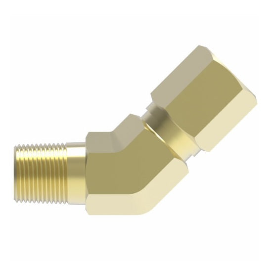 1480X8X4 by Danfoss | Air Brake Adapter for Nylon Tubing | Male Connector 45° Elbow | 1/2" Tube OD x 1/4" Male Pipe | Brass