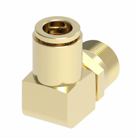1869X6X6S by Danfoss | Quick Connect Air Brake Adapter | Male Connector 90° Elbow Swivel | 3/8" Tube OD x 3/8" Male NPTF | Brass