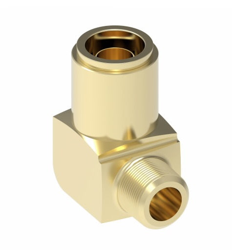 1869X10X6 by Danfoss | Quick Connect Air Brake Adapter | Male Connector 90° Elbow | 5/8" Tube OD x 3/8" Male NPTF | Brass