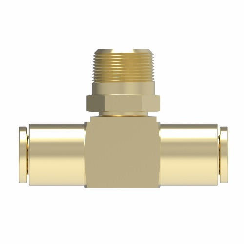 1872X4X4S by Danfoss | Quick Connect Air Brake Adapter | Swivel Male Branch Tee | 1/4" Tube OD x 1/4" Tube OD x 1/4" Male Pipe | Brass