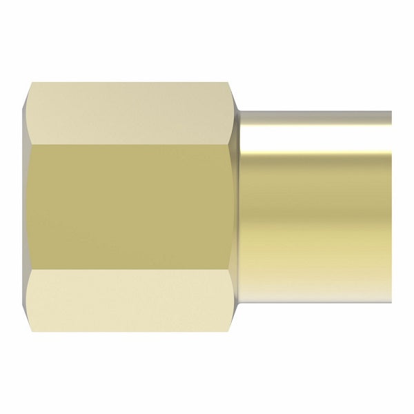 252X3 by Danfoss | Inverted Flare Female Connector | 1/8" Female NPTF x 3/16" Female SAE Inverted Flare | Brass