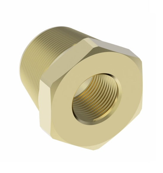 3220X12X8 by Danfoss | Pipe Adapter | Bushing | 3/4" Male NPTF (Short Thread) x 1/2" Female NPTF | Brass Pack of 10