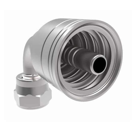 32706E-666 Weatherhead by Danfoss | 327 'E' Series | Female 37° JIC Swivel Tube 90° Elbow Crimp Fitting | -06 Female 37° JIC Swivel x -06 Hose Barb | Steel