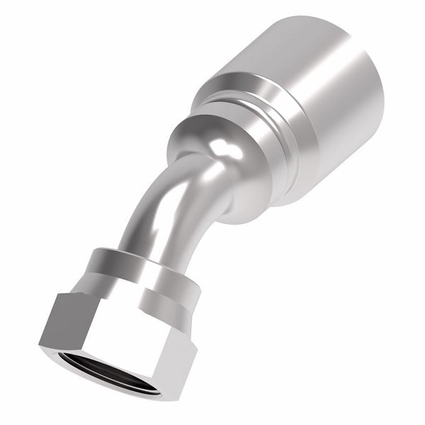 32712E-L72 Weatherhead by Danfoss | 327 'E' Series | Female ORS 45° Elbow Crimp Fitting | -12 Female O-Ring Face Seal x -12 Hose Barb | Steel
