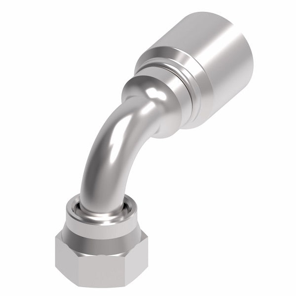 32706E-A26 Weatherhead by Danfoss | 327 'E' Series | Female ORS 90° Elbow Crimp Fitting | -06 Female O-Ring Face Seal x -06 Hose Barb | Steel